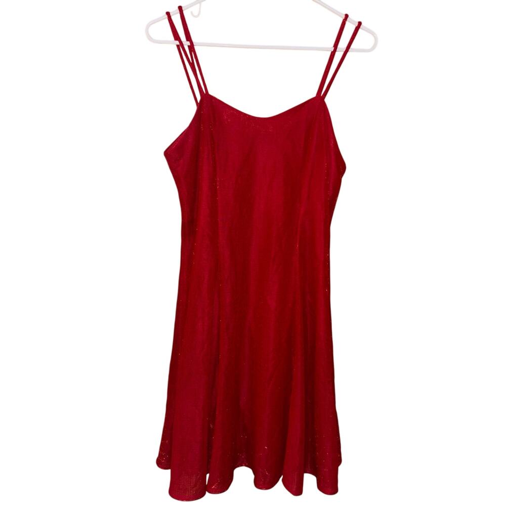 Vintage Y2K Maurices red double strap flared A-line mini dress (size 7/8)
